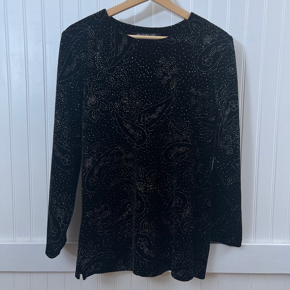 Briggs NY Blouse Whimsygoth Black Velvet Glitter Paisley Holiday Gothic Vampire